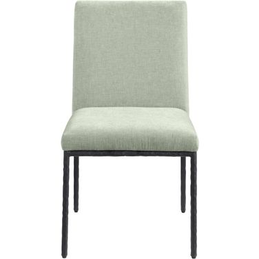 Reeves Chenille Fabric Upholstered Dining Side Chair Set of 2 In Mint and Matte Black