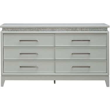 Reflections 6 Drawer Dresser with Lights In Pearl White