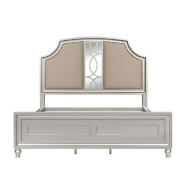 Reflections California King Upholstered Bed In Gray and Natural