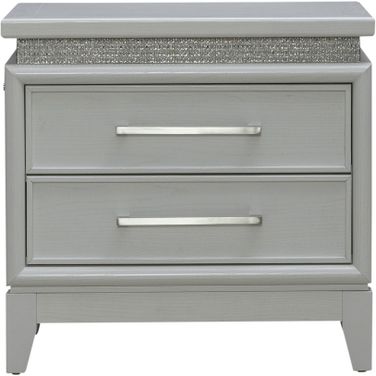 Reflections Nightstand with Lights and Charging Station In Pearl White