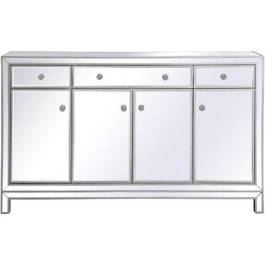 Reflexion 60 Inch Mirrored Credenza In Antique Silver