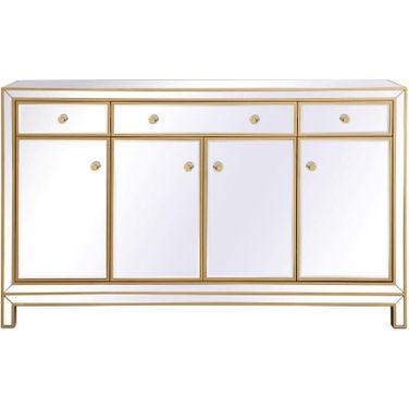 Reflexion 60 Inch Mirrored Credenza In Gold
