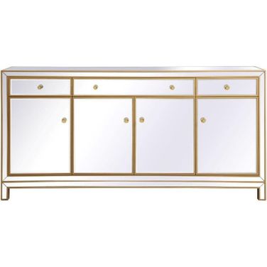 Reflexion 72 Inch Mirrored Credenza In Gold