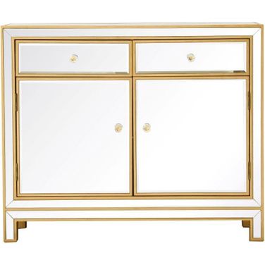 Reflexion 2 Doors Nightstand in Antique Gold