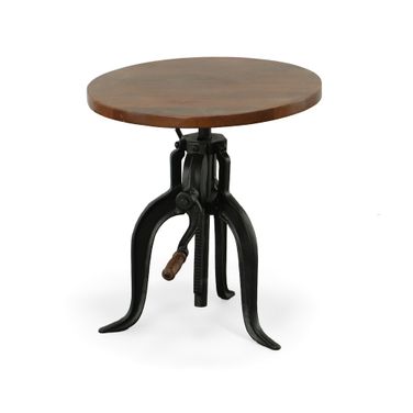 Regan Adjustable Accent Table In Chestnut Top and Black Base