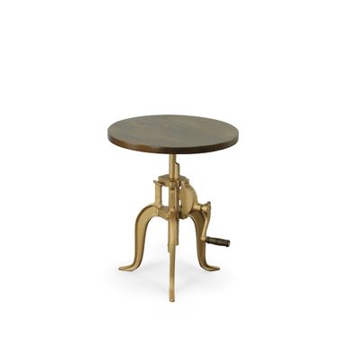 Regan Adjustable Accent Table In Elm Top and Gold Base