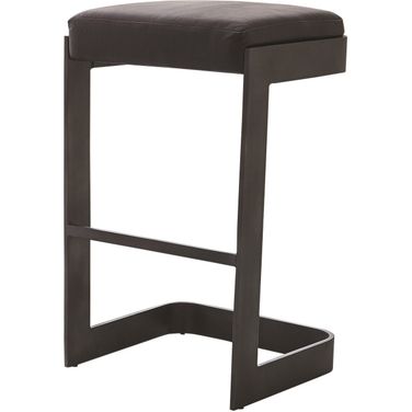 Regan High Bar Stool With Black Leather In Graphite