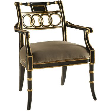 Regency Arm Chair In Black/Gold/Taupe
