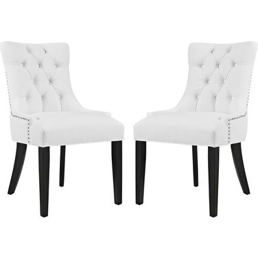 Regent White Dining Side Chair Vinyl Set of 2 EEI-2742-WHI-SET
