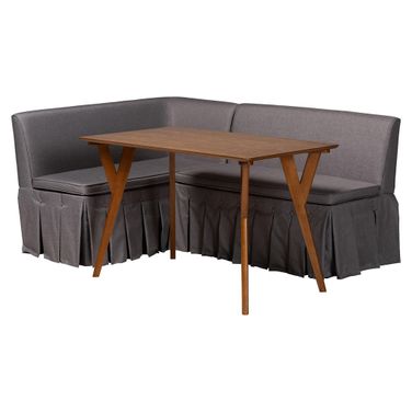 Reginald 3-Piece Fabric Upholstered Dining Nook Set In Grey