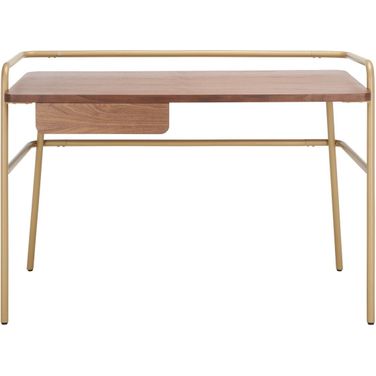Regis Metal and Wood Desk In Walnut and Bronze