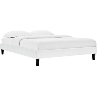 Reign King Performance Velvet Platform Bed Frame In White