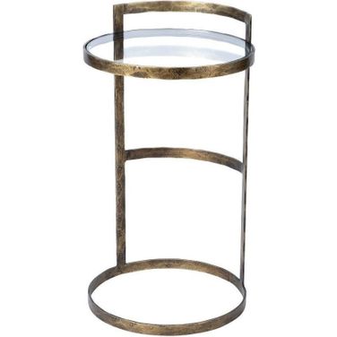 Reimer Gold Round Glass Top With Metal Frame Accent Table