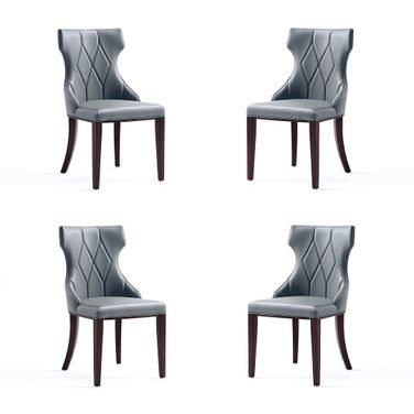 Reine Faux Leather Dining Chair Set of 4 In Pebble Grey