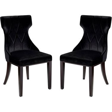 Reine Velvet Dining Chair (Set of 2) in Black and Walnut