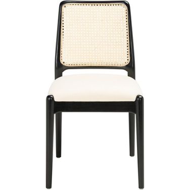 Reinhardt Rattan Dining Chair Set of 2 in Black and White