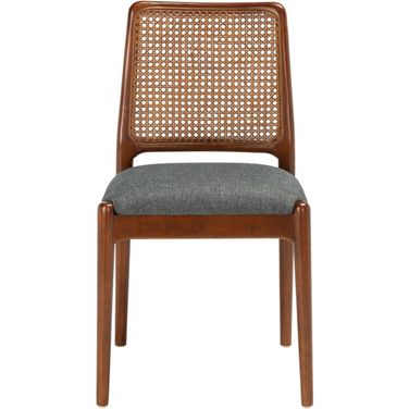Reinhardt Rattan Dining Chair Set of 2 in Brown and Grey
