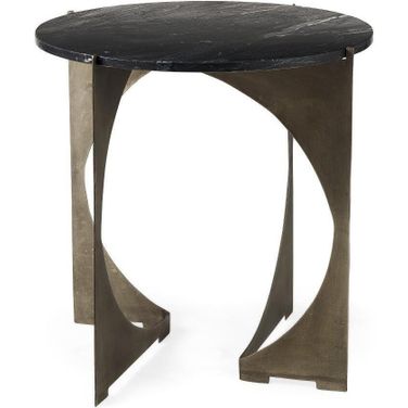 Reinhold Ii Black Marble Top Iron Side Table