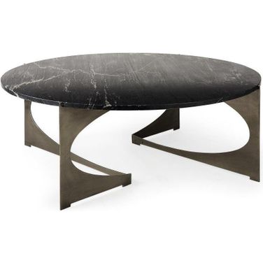 Reinhold Iii Black Marble Top Iron Coffee Table