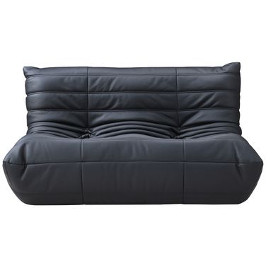 Relax 54.75 Inch Vegan Leather Upholstered Loveseat In Black