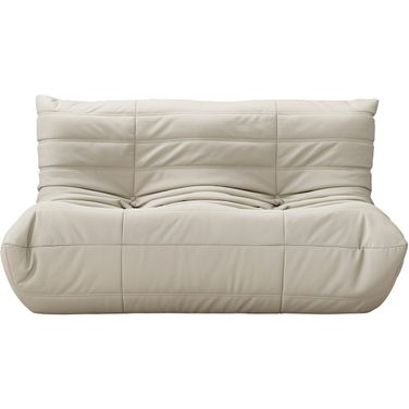 Relax 54.75 Inch Vegan Leather Upholstered Loveseat In Cream