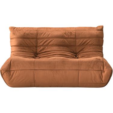 Relax 54.75 Inch Velvet Upholstered Loveseat In Cognac