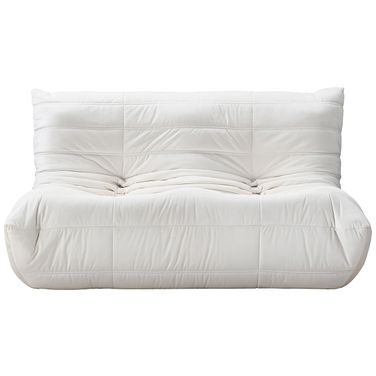 Relax 54.75 Inch Velvet Upholstered Loveseat In Cream