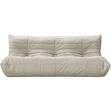 Relax 77.75 Inch Vegan Leather Upholstered Sofa In Cream