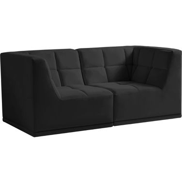 Relax Velvet 2 Piece Modular Sofa In Black