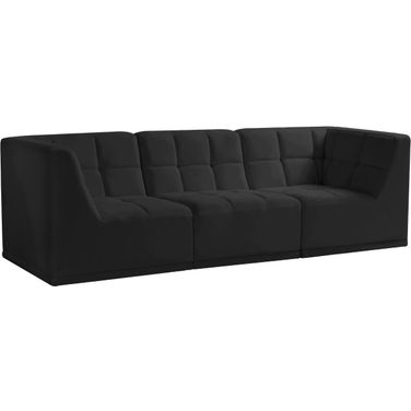 Relax Velvet 3 Piece Modular Sofa In Black