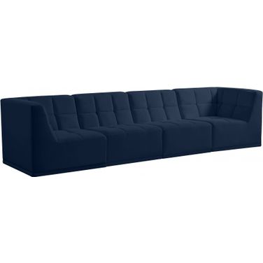 Relax Velvet 4 Seater Modular Sofa with Arm Support In Navy