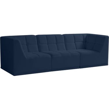 Relax Velvet 3 Seater Modular Sofa with Arm Support In Navy