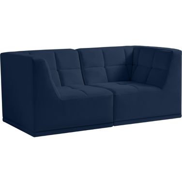 Relax Velvet 2 Seater Modular Sofa with Arm Support In Navy