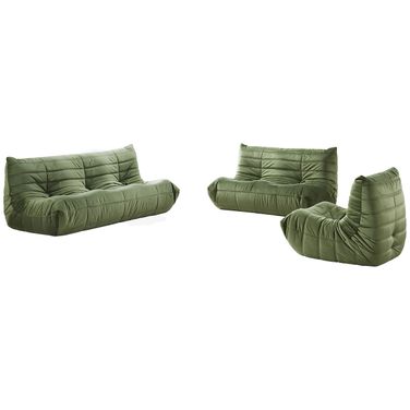 Relax Velvet Upholstered Living Room Set In Green