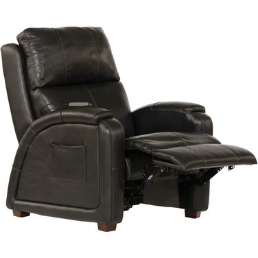 Reliever Leather Power Lay Flat Recliner with Power Adjustable Headrest In Black by Catnapper 1StopBedrooms