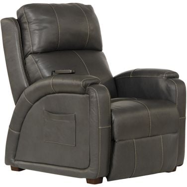 Reliever Leather Power Lay Flat Recliner with Power Adjustable Headrest In Gunmetal by Catnapper 1StopBedrooms