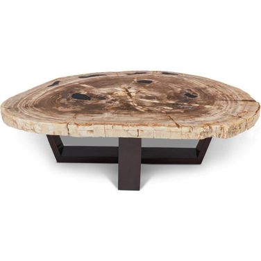 Relique Valerie Coffee Table In Dark Brown Frame And Natural Light Top