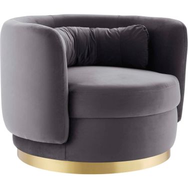 Relish Performance Velvet Swivel Chair In Gold Gray