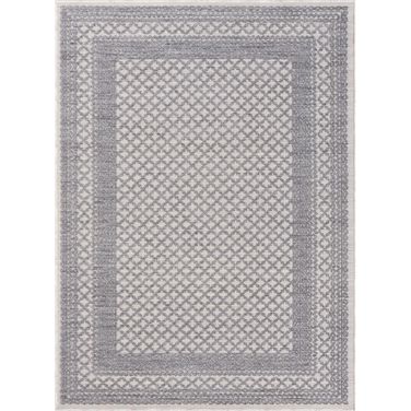 Rella Bordered Power-Loomed Indoor/Outdoor Area Rug In Light Blue
