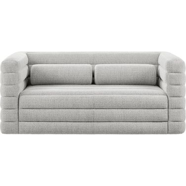 Relle Channel Tufted Boucle Upholstered Loveseat In Newsprint