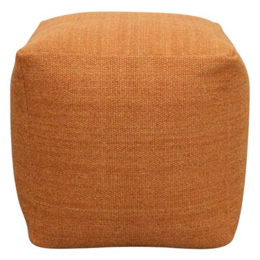 Remi Wool Pouf In Orange