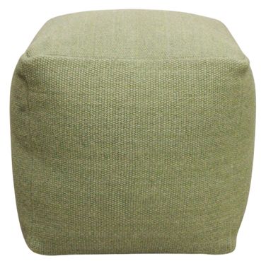Remi Wool Pouf In Sage Green