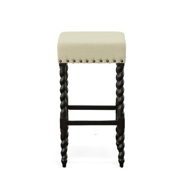 Remick 30 Inch Barstool In Espresso and Linen Upholstery