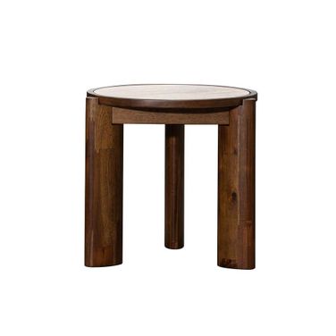 Remix Round Side Table In Travertine