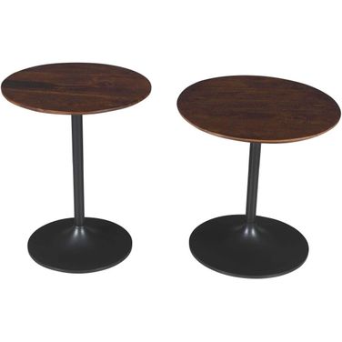 Remy Pedestal Accent Tables Set of 2 In Gunmetal