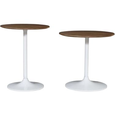 Remy Pedestal Accent Tables Set of 2 In Acacia