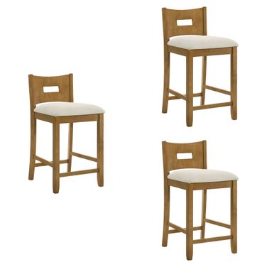 Ren 26 Inch Counter Height Barstool Set of 3 In Ivory and Amber Glow