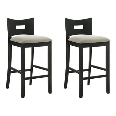 Ren 30 Inch Bar Height Barstool Set of 2 In Fog and Matte Black