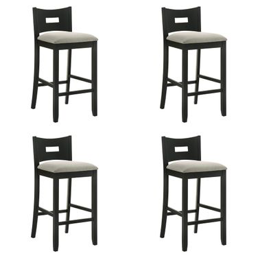 Ren 30 Inch Bar Height Barstool Set of 4 In Fog and Matte Black