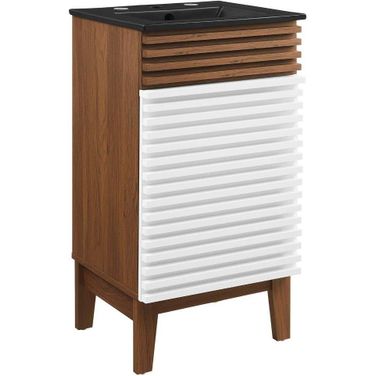 Render 18 Inch Bathroom Vanity In White Walnut Black